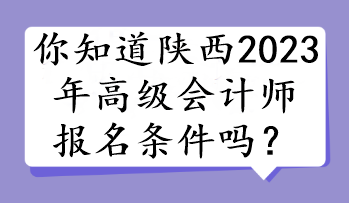 你知道陜西2023年高級會計師報名條件嗎？