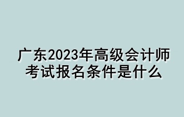 廣東2023年高級會計(jì)師考試報(bào)名條件是什么