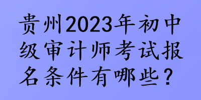 貴州2023年初中級(jí)審計(jì)師考試報(bào)名條件有哪些？