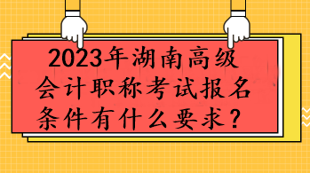 2023年湖南高級(jí)會(huì)計(jì)職稱考試報(bào)名條件有什么要求？