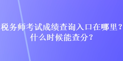 稅務(wù)師考試成績(jī)查詢(xún)?nèi)肟谠谀睦铮渴裁磿r(shí)候能查分？