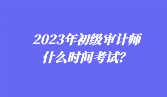 2023年初級審計(jì)師什么時間考試？