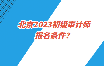 北京2023初級審計師報名條件？