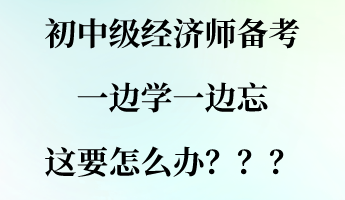 初中級經(jīng)濟師備考一邊學一邊忘 這要怎么辦？？？