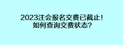 2023注會報名交費已截止！如何查詢交費狀態(tài)？