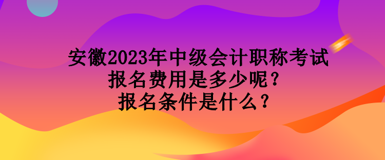 安徽2023年中級會計職稱考試報名費用是多少呢？報名條件是什么？