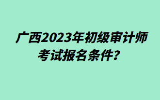 廣西2023年初級審計師考試報名條件？