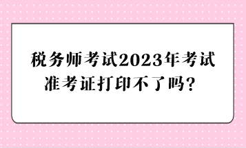 稅務(wù)師考試2023年考試準(zhǔn)考證打印不了嗎？