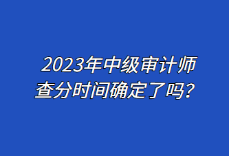 2023年中級審計(jì)師查分時間確定了嗎？