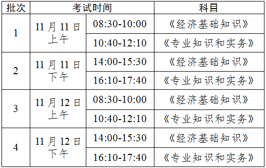 北京中級經(jīng)濟師考試安排