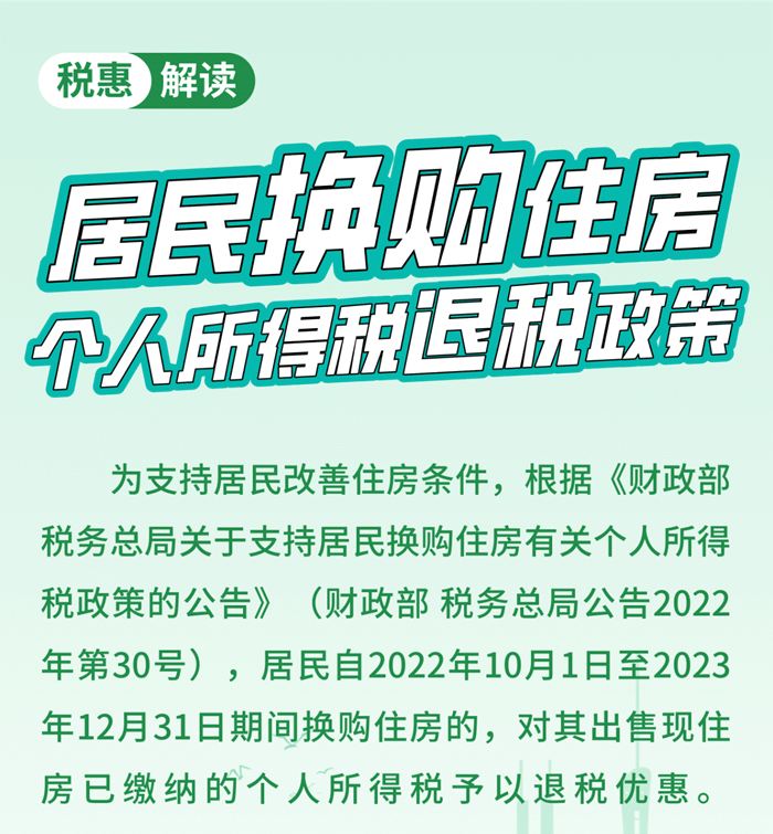 居民換購(gòu)住房，個(gè)人所得稅退稅政策