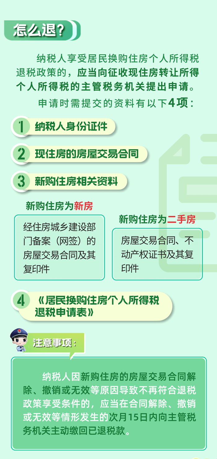 居民換購(gòu)住房，個(gè)人所得稅退稅政策