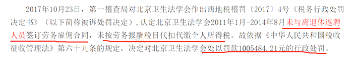 返聘離退休人員，未繳納個稅被罰100余萬元