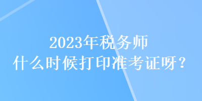 2023年稅務(wù)師什么時候打印準考證呀？