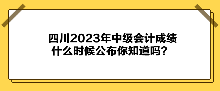 四川2023年中級(jí)會(huì)計(jì)成績(jī)什么時(shí)候公布你知道嗎？