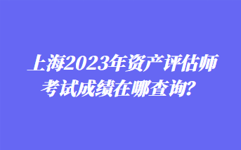 上海2023年資產(chǎn)評估師考試成績在哪查詢？