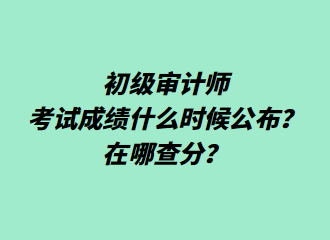 初級審計師考試成績什么時候公布？在哪查分？