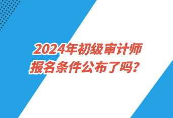 2024年初級(jí)審計(jì)師報(bào)名條件公布了嗎？