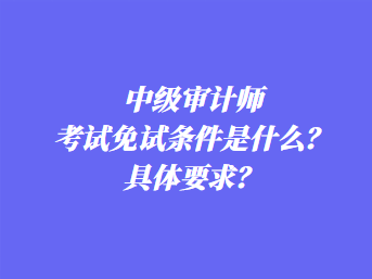 中級(jí)審計(jì)師考試免試條件是什么？具體要求？