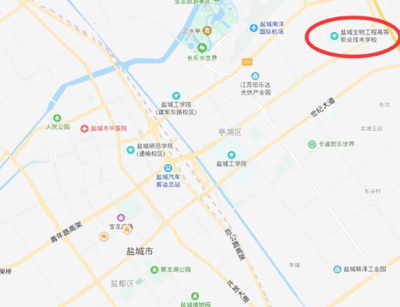 前往江蘇省鹽城技師學(xué)院（海洋路校區(qū)）線路圖