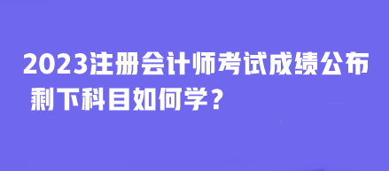 2023年注冊會計師考試成績公布 剩下科目如何學(xué)？