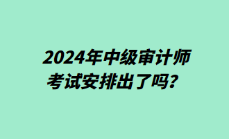 2024年中級審計師考試安排出了嗎？