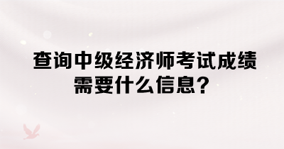 查詢中級(jí)經(jīng)濟(jì)師考試成績需要什么信息？