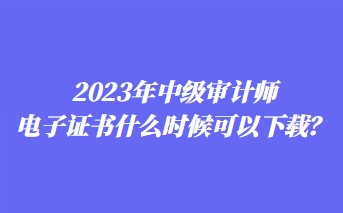 2023年中級(jí)審計(jì)師電子證書什么時(shí)候可以下載？