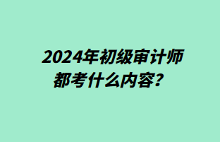 2024年初級審計師都考什么內(nèi)容？