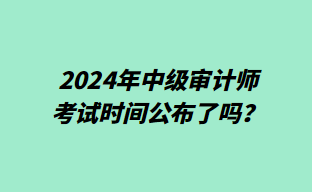 2024年中級審計師考試時間公布了嗎？