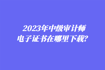 2023年中級審計師電子證書在哪里下載？