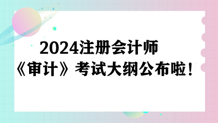 重磅！2024注冊會計師《審計》考試大綱已公布！