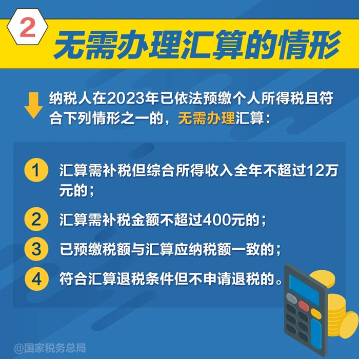 個(gè)稅年度匯算無需辦理的情形