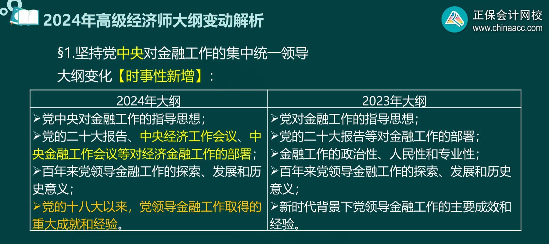 2024高級經(jīng)濟師金融考試大綱變化