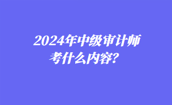 2024年中級(jí)審計(jì)師考什么內(nèi)容？