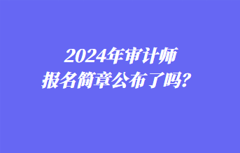 2024年審計師報名簡章公布了嗎？