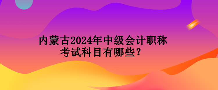 內蒙古2024年中級會計職稱考試科目有哪些？