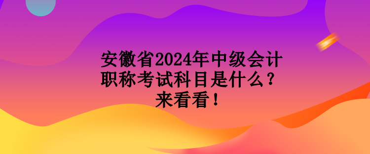 安徽省2024年中級會計職稱考試科目是什么？來看看！