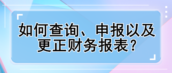 如何查詢、申報(bào)以及更正財(cái)務(wù)報(bào)表？