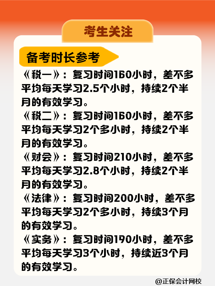 考生關(guān)注！稅務(wù)師考試科目難度&備考時長&報考建議