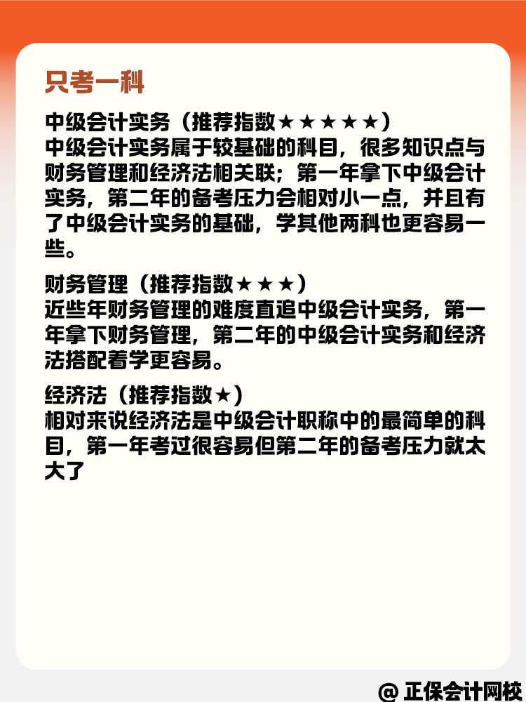 中級會計職稱考試科目 搭配方案有哪些呢？