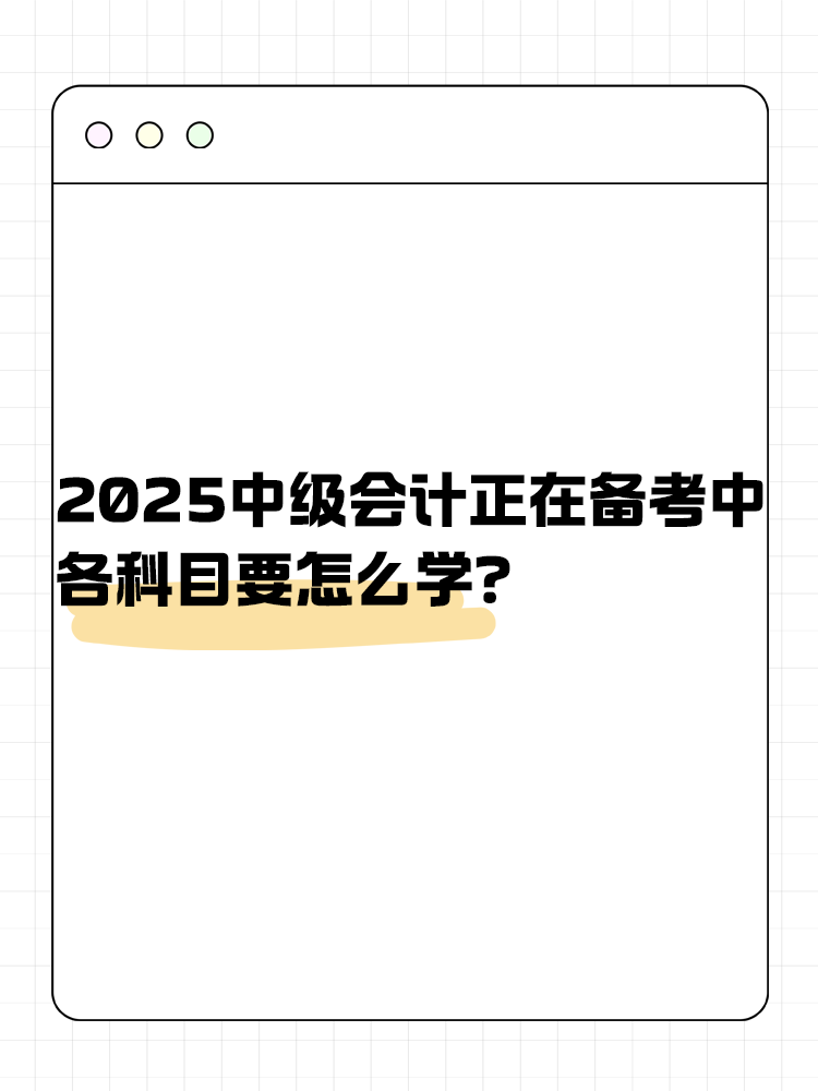 2025年中級(jí)會(huì)計(jì)正在備考中 各科目要怎么學(xué)？